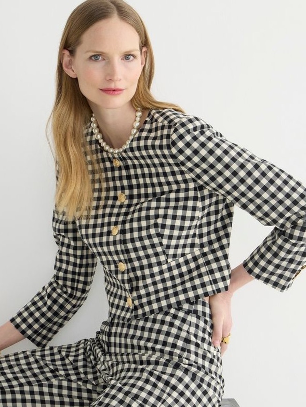 J.Crew Louisa Lady Jacket in Gingham Stretch Italian Wool Blend, Size 4